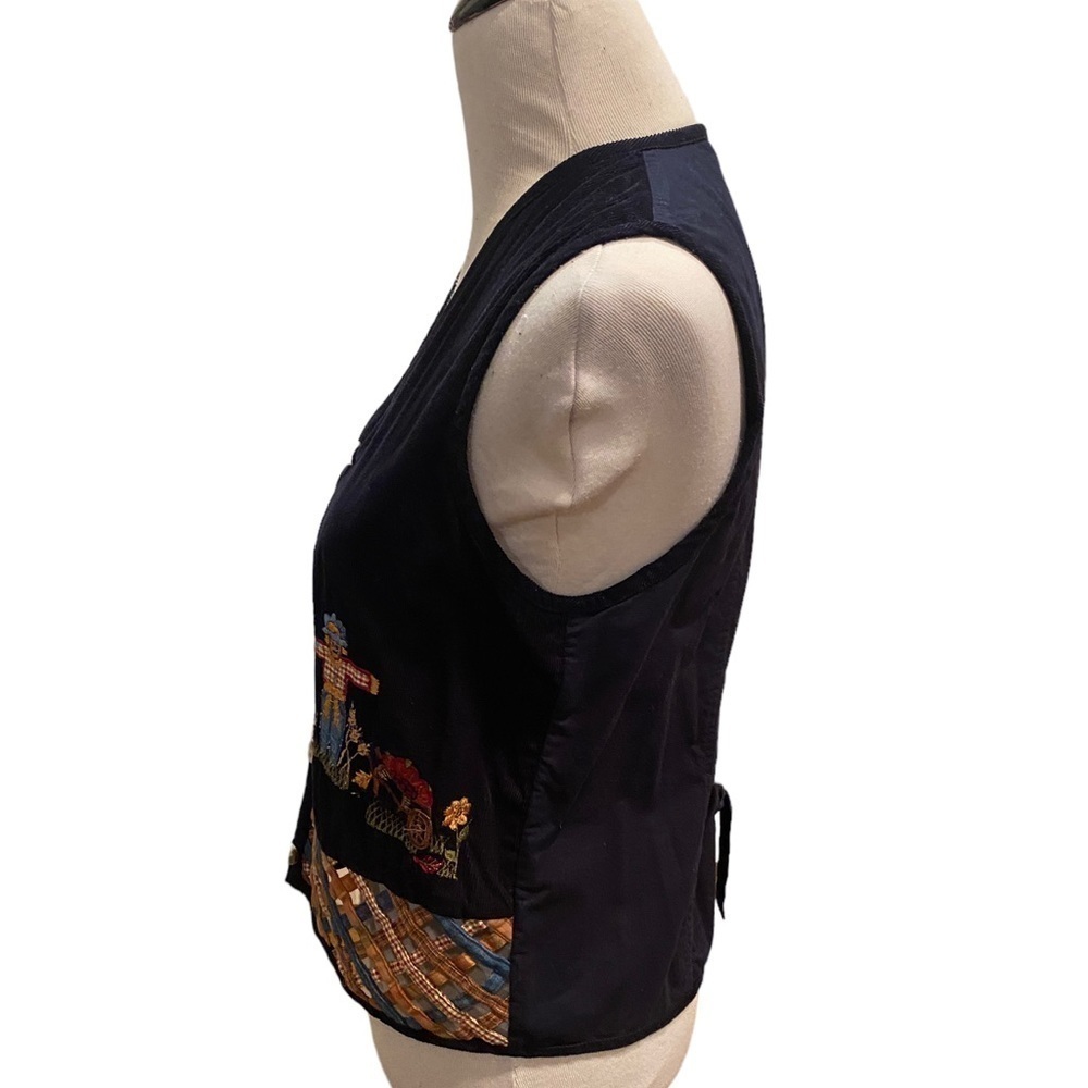 Casey & Max Navy Corduroy Front with Embroidered Fall / Autumn/ Scarecrow Boho - Picture 3 of 13